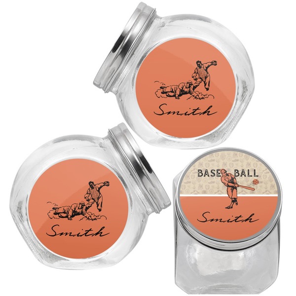 Retro Baseball Puppy Treat Jar - Top Left Right