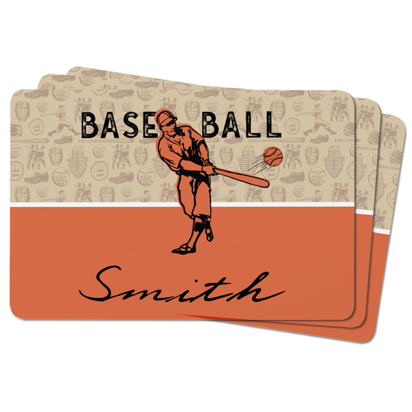 Retro Baseball Rectangular Fridge Magnet - THREE