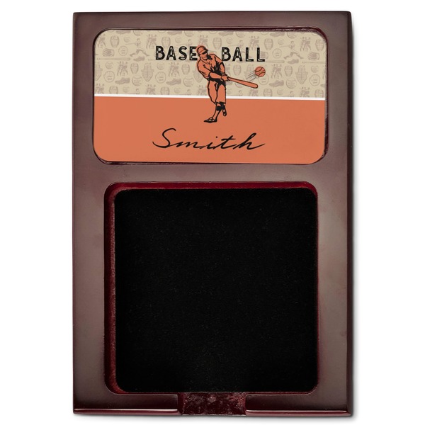 Retro Baseball Red Mahogany Sticky Note Holder - Flat