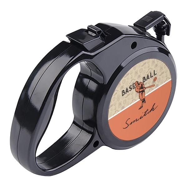 Retro Baseball Retractable Dog Leash - Angle