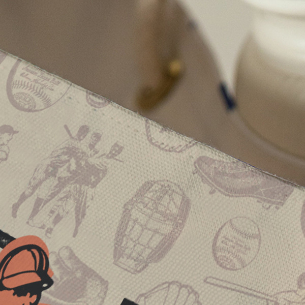 Retro Baseball Large Rope Tote - Close Up View