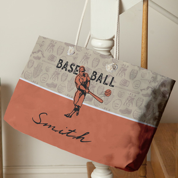 Retro Baseball Large Rope Tote - Life Style