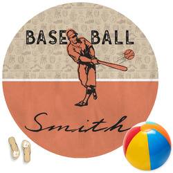Retro Baseball Round Beach Towel (Personalized)