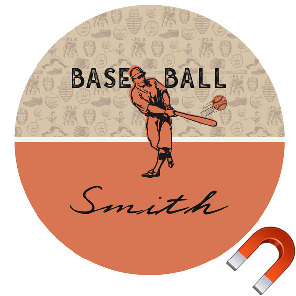 Custom Retro Baseball Round Car Magnet - 10" (Personalized)