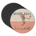 Retro Baseball Round Rubber Backed Coasters - Set of 4 (Personalized)