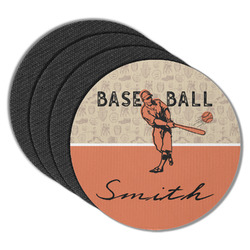 Retro Baseball Round Rubber Backed Coasters - Set of 4 (Personalized)