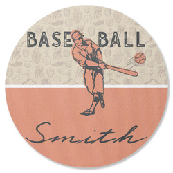 Retro Baseball Round Rubber Backed Coaster (Personalized)