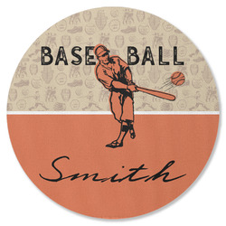 Retro Baseball Round Rubber Backed Coaster (Personalized)