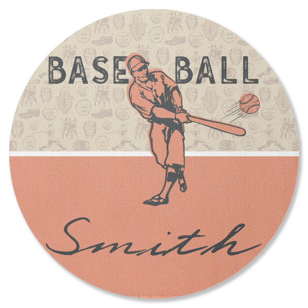 Custom Retro Baseball Round Rubber Backed Coaster (Personalized)
