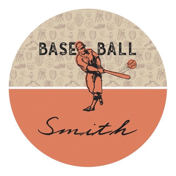 Custom Retro Baseball Round Decal - Small (Personalized)