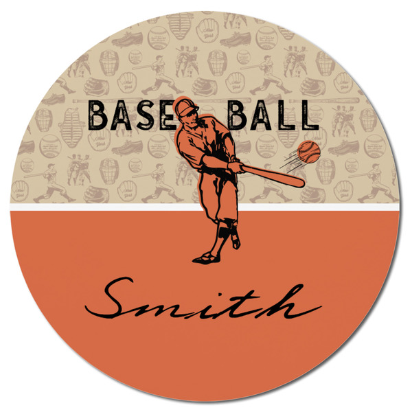 Retro Baseball Round Fridge Magnet - FRONT