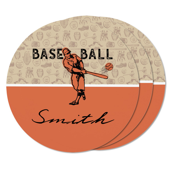 Retro Baseball Round Fridge Magnet - THREE