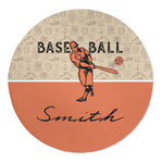 Retro Baseball 5' Round Indoor Area Rug (Personalized)