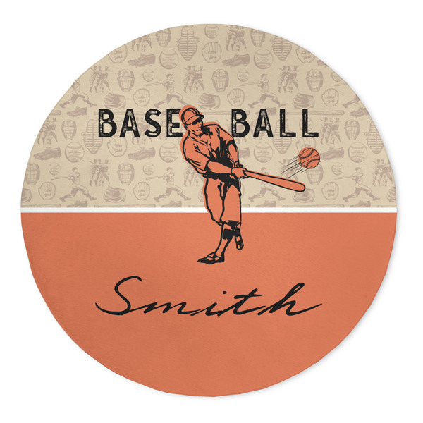 Custom Retro Baseball 5' Round Indoor Area Rug (Personalized)