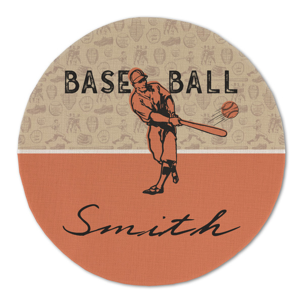 Custom Retro Baseball Round Linen Placemat (Personalized)
