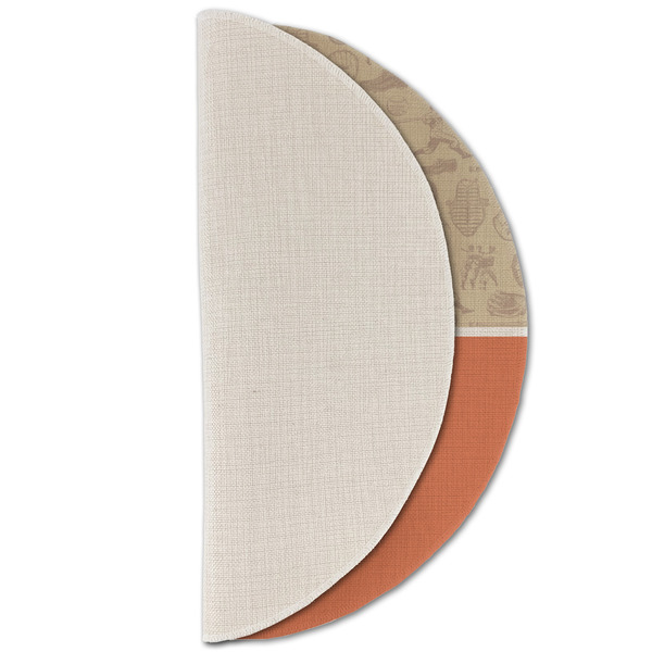 Retro Baseball Round Linen Placemats - HALF FOLDED (single sided)