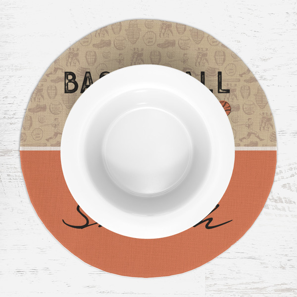 Retro Baseball Round Linen Placemats - LIFESTYLE (single)