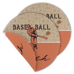 Retro Baseball Round Linen Placemat - Double Sided - Set of 4 (Personalized)