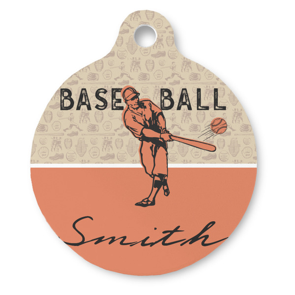 Custom Retro Baseball Round Pet ID Tag (Personalized)
