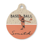 Retro Baseball Round Pet ID Tag - Small (Personalized)