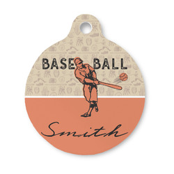 Retro Baseball Round Pet ID Tag - Small (Personalized)