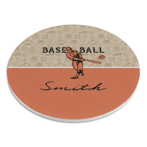 Retro Baseball Round Stone Trivet - Angle View