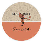 Retro Baseball Round Stone Trivet (Personalized)