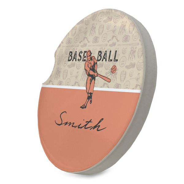 Retro Baseball Sandstone Car Coaster - STANDING ANGLE
