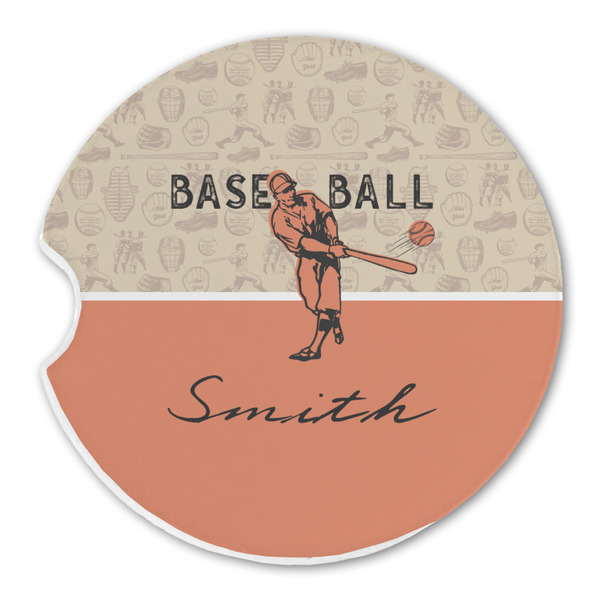 Custom Retro Baseball Sandstone Car Coaster - Single (Personalized)