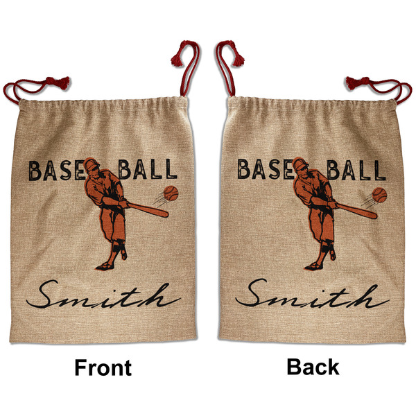 Custom Retro Baseball Santa Sack - Front & Back (Personalized)