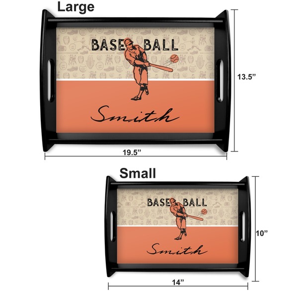 Retro Baseball Serving Tray Black Sizes