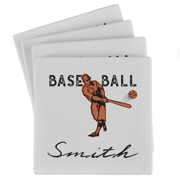 Custom Retro Baseball Absorbent Stone Coasters - Set of 4 (Personalized)