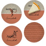 Retro Baseball Set of 4 Glass Appetizer / Dessert Plate 8" (Personalized)