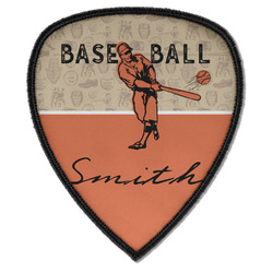 Retro Baseball Iron on Shield Patch A w/ Name or Text