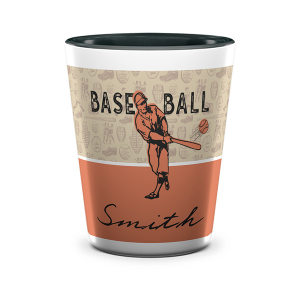 Retro Baseball Shot Glass - Two Tone - FRONT