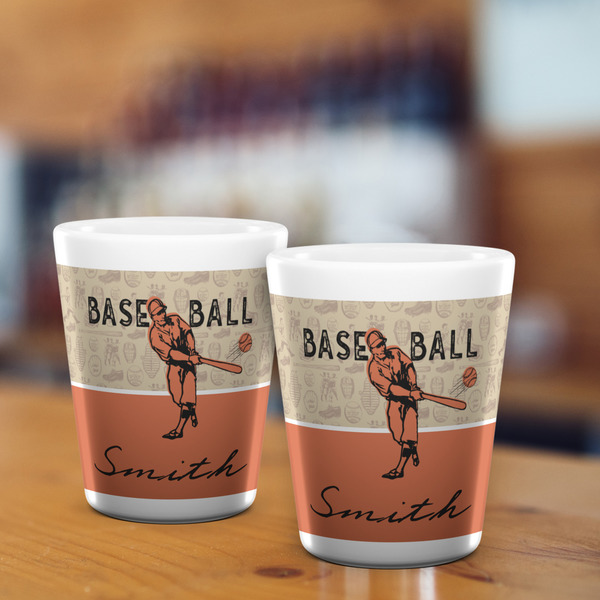 Retro Baseball Shot Glass - White - LIFESTYLE