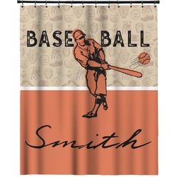 Retro Baseball Extra Long Shower Curtain - 70"x84" (Personalized)