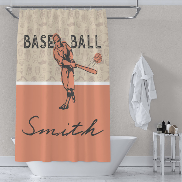 Retro Baseball Shower Curtain Lifestyle