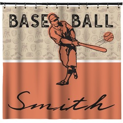 Retro Baseball Shower Curtain - Custom Size (Personalized)