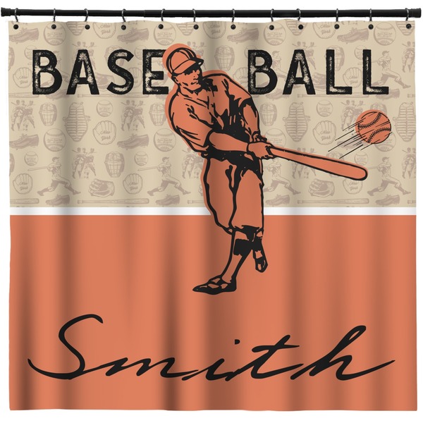 Custom Retro Baseball Shower Curtain - Custom Size (Personalized)