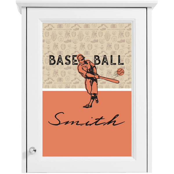 Retro Baseball Single White Cabinet Decal