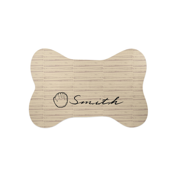 Custom Retro Baseball Bone Shaped Dog Food Mat (Small) (Personalized)