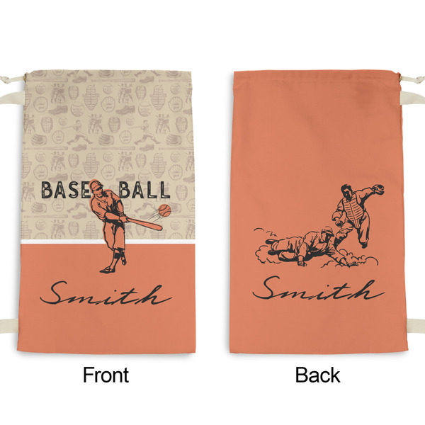 Retro Baseball Small Laundry Bag - Front & Back View