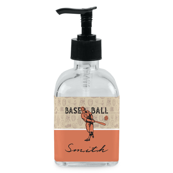 Custom Retro Baseball Glass Soap & Lotion Bottle - Single Bottle (Personalized)