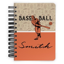 Retro Baseball Spiral Notebook - 5x7 w/ Name or Text