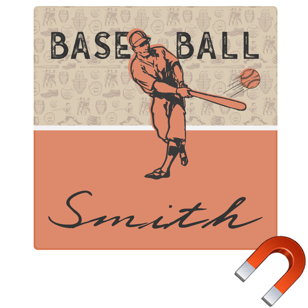 Custom Retro Baseball Square Car Magnet - 10" (Personalized)