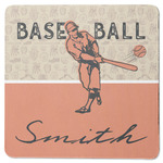 Retro Baseball Square Rubber Backed Coaster (Personalized)