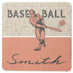 Retro Baseball Square Rubber Backed Coaster (Personalized)