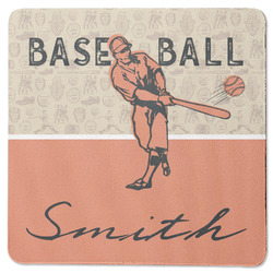 Retro Baseball Square Rubber Backed Coaster (Personalized)