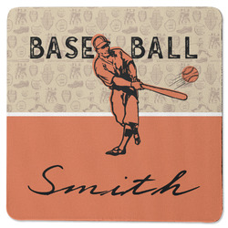 Retro Baseball Square Rubber Backed Coaster (Personalized)